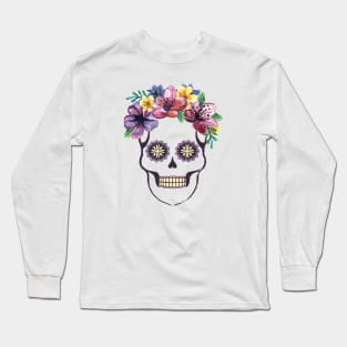 Santa Muerte with flowers Long Sleeve T-Shirt